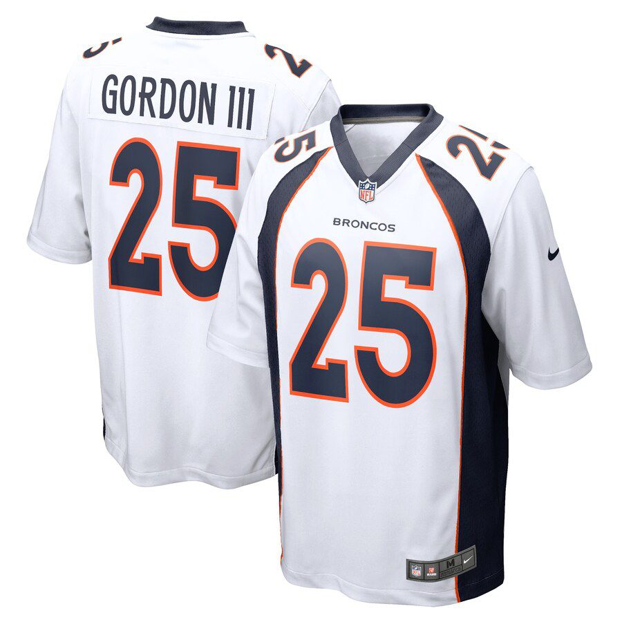 Men Denver Broncos 25 Melvin Gordon III Nike White Game NFL Jersey